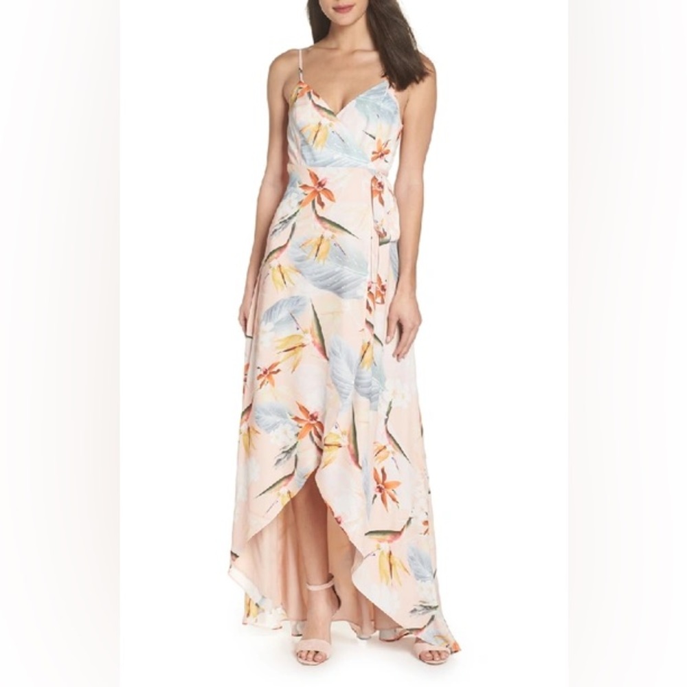 Show Me Your MuMu Floral High Low Dress - Pink and Blue